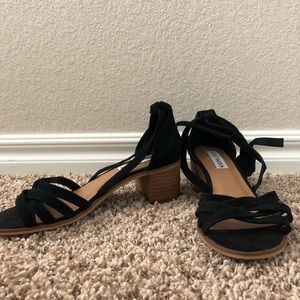 Lace Up Heeled Steve Madden Black Sandals